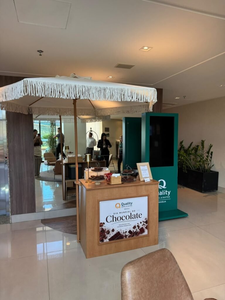 Carrinho gourmet de chocolate em evento no Quality Hotel